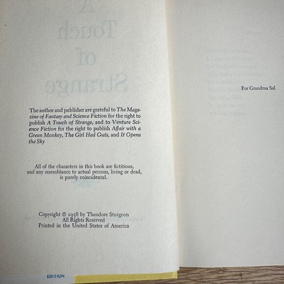 A Touch Of Strange Theodore Sturgeon 1958 Doubleday Science Fiction BCE HC DJ - Picture 8 of 14